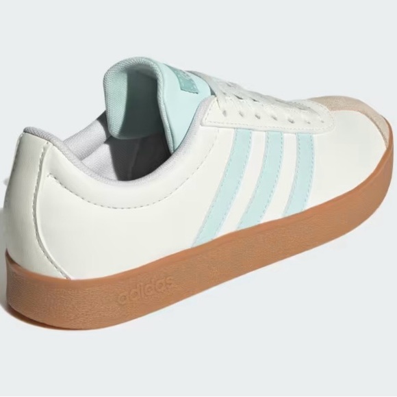 Adidas VL Court Base Cream and Light Blue Sneakers - Picture 5 of 12